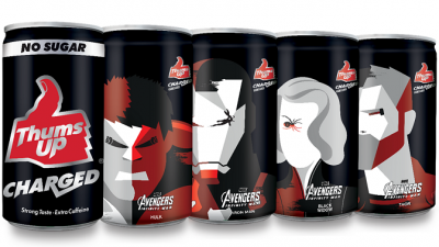 Hoping to attract millennials, Coca-Cola India unveiled cans and PET bottles of the newly-launched Thums Up Charged No Sugar with illustrations of Marvel’s Thor, Iron Man, Hulk and Black Widow.