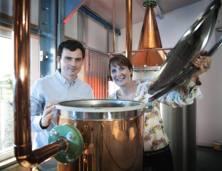 Martin and Claire Murray take delivery of Elizabeth, their new still for gin 