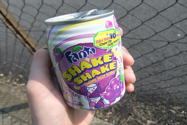 Disruptive Innovator! Fanta Shake Shake, Fanta with jelly and vitamins, was relaunched in Japan in July 2011. This Hong Kong can was snapped in 2010 (James Cridland/Flickr)