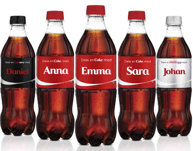 You can share a Coke with all these lovely people in Sweden, but not Mohammed, unless you get a personalized bottle made up during the campaign tour