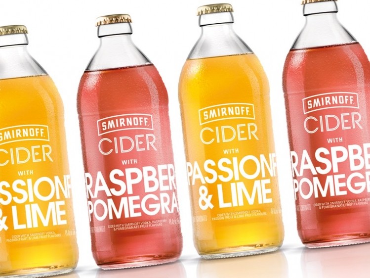 Smirnoff's fruit cider comes in raspberry & pomegranate and passionfruit & lime.