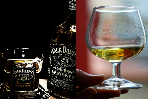 Brown-Forman CEO Paul Varga noted yesterday that Jack Daniel's pairs well with Coke (left), while Scotch (right) does not have the same 'horizontal agility' in terms of mixability