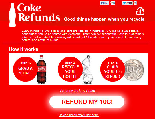 A screenshot from the Greenpeace website parodying Coke