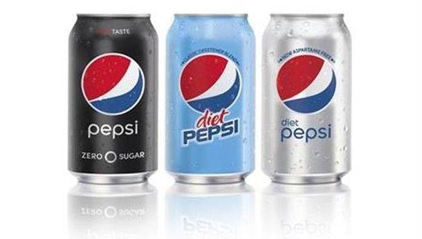 Left-right: Pepsi Zero Sugar, Diet Pepsi Classic Sweetener Blend, and Diet Pepsi. Source: PepsiCo