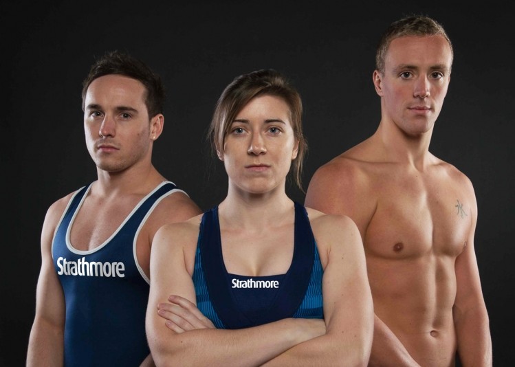 ‘Team Strathmore’ from Team Scotland: gymnast Dan Keatings, paralympic sprinter Libby Clegg, and swimmer Robbie Renwick 