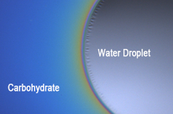 Water droplet spreading on a sugar coating (Photo: Nestlé)