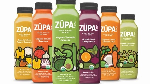 One bottle of ZÜPA NOMA has four servings of vegetables and 70-90 calories