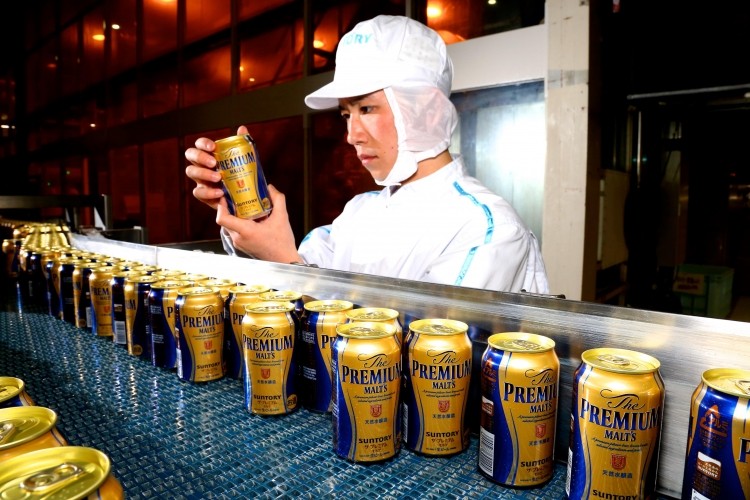 A packaging line for The Premium Malt's. Pic: Suntory