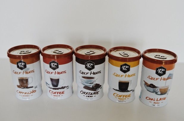 The 42 Degrees Company self-heating coffee cans. Photo: The 42 Degrees Company.