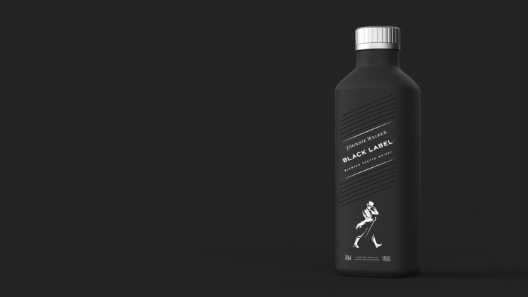 The new Johnnie Walker paper bottle. Pic:Diageo