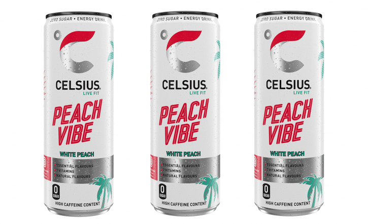 Celsius Peach Vibe, as it will be sold in the UK under Suntory. 