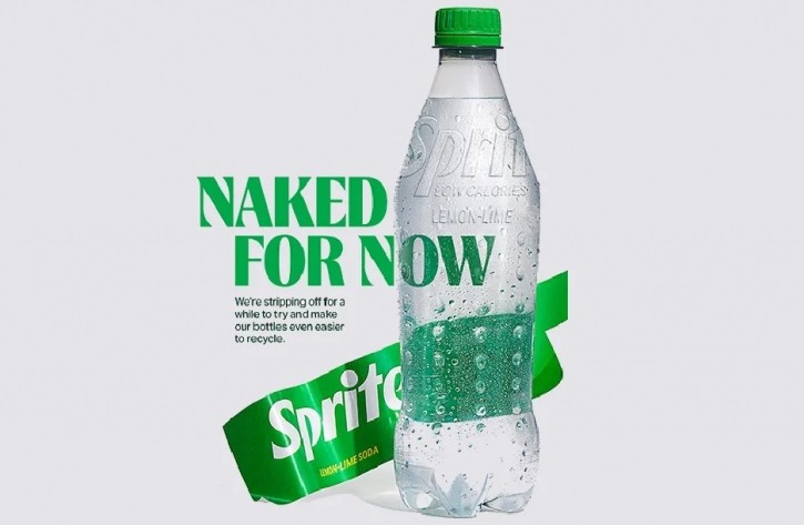 Sprite will be without labels in a UK trial in Tesco stores. Pic: CCEP