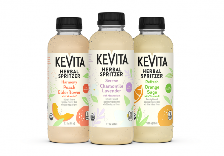 KeVita's herbal spritzer line offers three probiotic drinks. Pic: KeVita