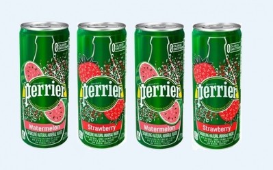 Perrier's most recent flavored sparkling water launches: Strawberry and Watermelon