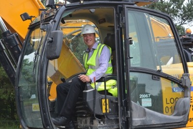Simon Oldham, Highland Spring Group commercial director, breaks ground on the extension in Scotland