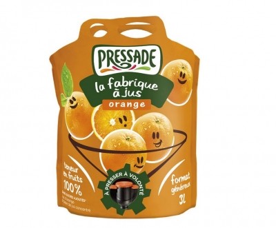 Smurfit Kappa aseptic Pouch-Up for fruit juice. 