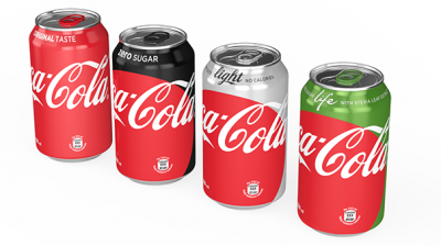 The 2018 launch of 'Coca-Cola Stevia No Sugar' will feature the brand's trademark red logo and a label reading 'sweetened from a natural source 100% stevia'. Pic: Coca-Cola