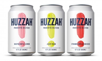 Huzzah is a 'pumped up, full-flavored' seltzer with added probiotics. Pic:MolsonCoors. 