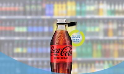The Coca-Cola Company is adopting tethered caps in European markets in collaboration with packaging supplier Berry Global. Image source: Berry Global