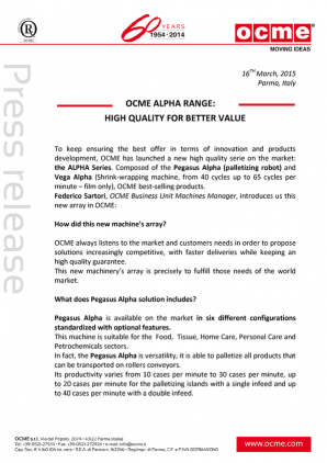 OCME’S NEW ALPHA RANGE: HIGH QUALITY FOR BETTER VALUE