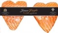 Heart-shaped salmon filets from James Knight are housed in see-through packaging.